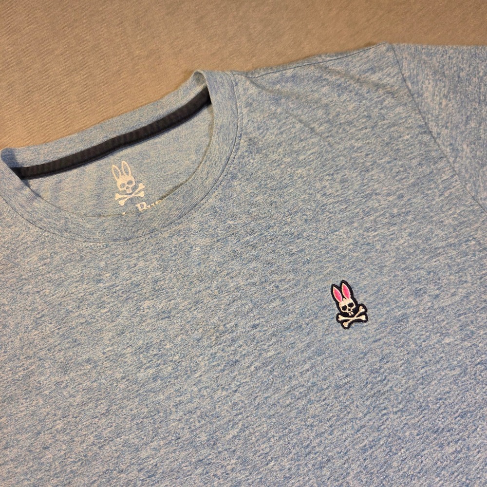 Psycho Bunny Mens Light Blue Heather Pima Cotton Logo T-Shirt Size 3 xs